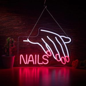 Nail salon neon LED indoor hanging USB powered wall decoration shop <b>sign</b> indicator light ambient light luminous <b>sign</b> 5V 12V - Product Image 1