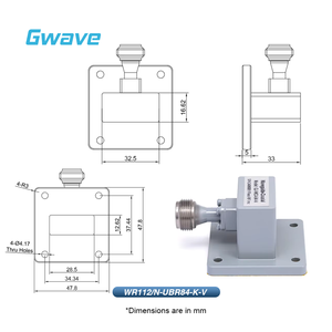 WR-112 đến N nữ ống dẫn sóng góc phải để dỗ dành bộ điều hợp 6.57-9.99Ghz với các bộ phận Viễn Thông mặt bích ubr84 - Product Image 3