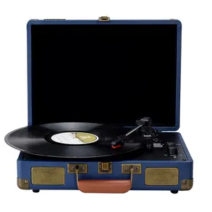 2023 new design Portable suitcase turntable record player with BT IN, BT OUT & PITCH CONTROL