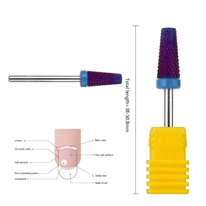 指甲钻头专业紫色1/8 3/32 "角质层R切3磨钻头硬质合金指甲电动锉5in1钻头6毫米6.6毫米4毫米