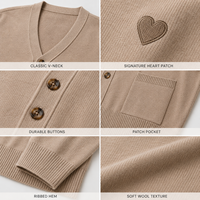 Cardigan en laine personnalisé pour homme, col en V, double boutonnage, pull tricoté avec logo frontal, tenue décontractée, OEM