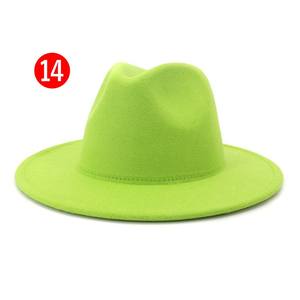 <span class=keywords><strong>2021</strong></span> couleur unie Polyester coton végétalien matériel Fedora chapeau Fedora chapeaux pour femmes hommes fête Festival de musique mode fedora chapeaux - Product Image 4