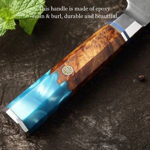 Couteau de luxe en acier <span class=keywords><strong>damas</strong></span> 67 couches VG10 couteaux de cuisine de chef <span class=keywords><strong>japonais</strong></span> ensemble de couteaux <span class=keywords><strong>damas</strong></span> avec manche en <span class=keywords><strong>bois</strong></span> en résine bleue - Product Image 4