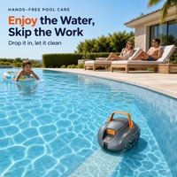 Aspirateur de piscine automatique sans fil pour piscines hors sol, nettoyeur de fond plat pour garage, 80m², élimine les feuilles, grattoirs élargis
