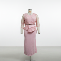 Robe longue transparente à manches mi-longues avec ceinture, en dentelle et patchwork floral, pour femmes africaines, taille plus 6XL, printemps-automne