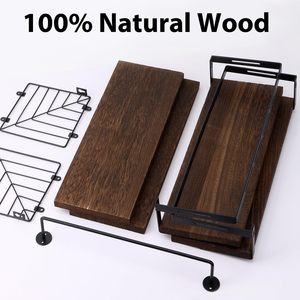 Set di Mensole Galleggianti da Parete in Stile Rustico per <span class=keywords><strong>Bagno</strong></span> e Cucina, Scaffali in <span class=keywords><strong>Legno</strong></span> <span class=keywords><strong>con</strong></span> Struttura in Metallo - Product Image 4