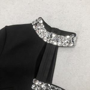 Gaun malam balutan Bodycon warna hitam, gaun SATU bahu gaya putri duyung elegan dengan berlian imitasi untuk pesta dansa - Product Image 6