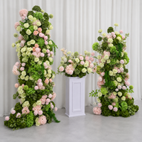Colonne de fleurs artificielles mélangées rose et vert pour décoration de mariage, Noël, événements de remise de diplômes, ensemble de piédestaux, vente en gros personnalisée
