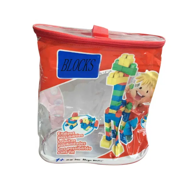 plastic pvc stitched pipping kids toys blocks packing storage bag