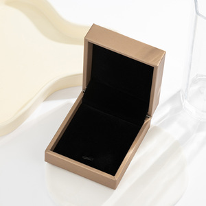 MyMuyu High-End Brushed Pu Jewelry Box Champagne Gold 8.5x7.4x4.0cm Flip-Top For Brooch Ring Necklace Earring Gift - Product Image 2
