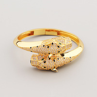 Nouveaux bijoux pour hommes et femmes, bracelet en cuivre plaqué or, bracelet léopard à double tête, bracelet léopard tacheté