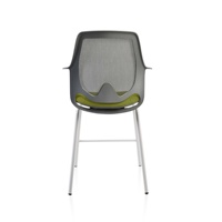 Chaise de bureau moderne en maille respirante avec accoudoirs fixes, repose-pieds croisé, base en acier blanc thermolaqué et soutien lombaire intégré