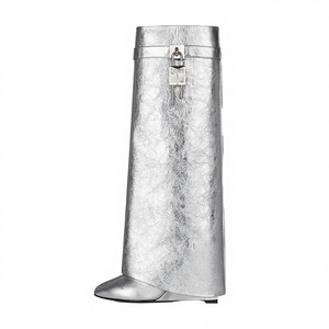 Bottes montantes compensées en PU argenté, nouvelle mode 2023, avec semelle intérieure légère en EVA, collection été, vente chaude - Product Image 3