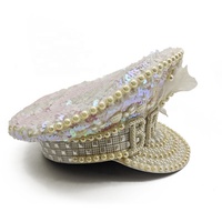 Chapeau de mariée élégant pour enterrement de vie de jeune fille avec lettres à paillettes scintillantes et strass, idéal pour les fêtes prénuptiales et les festivals de musique