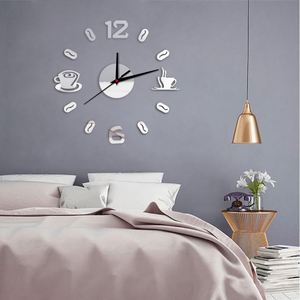 Creative Coffee Cup Wall <b>Clock</b> DIY Mute <b>Digital</b> <b>Clock</b> 3D Acrylic Mirror Decoration Wall Stickers for Living Room Kitchen - Product Image 6