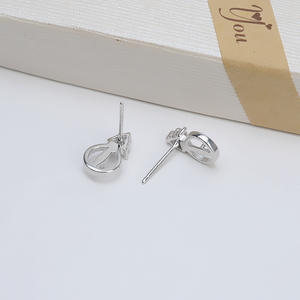 Boucles d'oreilles clous en argent S925 Wenchi, modèle Reine, quatre griffes, perle 8-9 mm, accessoires de bijoux DIY pour femme, plateau vide semi-fini 1076 - Product Image 4
