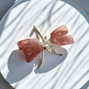Broche libellule en cristal naturel, faite à la main, avec pierres précieuses, broche décorative en cristal, bijou cadeau pour femme - Product Image 2