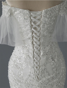 Robe sirène en dentelle blanche à la mode, robe de mariée - Product Image 6
