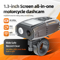 Caméra de tableau de bord étanche pour moto GRANDnavi, mini 1,3 pouce, 4K, enregistrement en boucle, éclairage pour moto