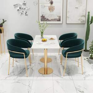 Chaise de salle à manger en velours avec pieds en métal, style moderne et luxueux, pour café et restaurant, en vente - Product Image 5