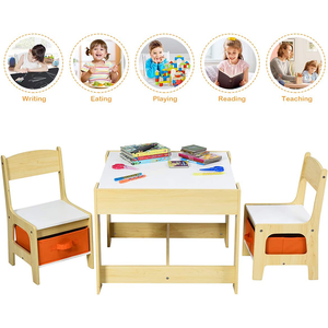 Tavolo per <span class=keywords><strong>bambini</strong></span> e sedia Set tavolo a doppio lato con scatola di immagazzinaggio in <span class=keywords><strong>legno</strong></span> per <span class=keywords><strong>bambini</strong></span> attività scrivania vivaio mobili - Product Image 6
