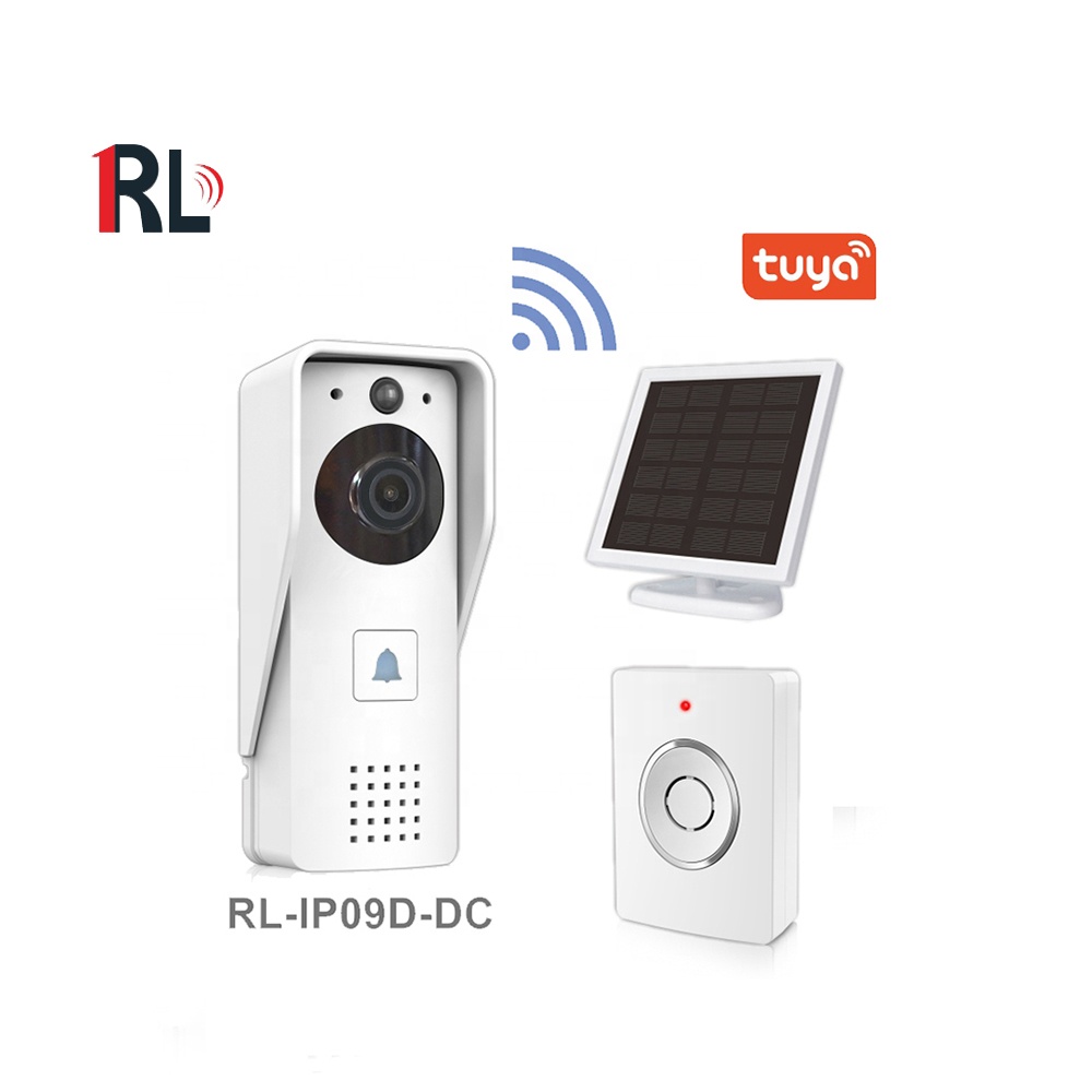 Горячая продажа tuya видео-телефон двери наружное кольцо дверной звонок беспроводной 1080p видео беспроводной дверной звонок камера с солнечной панелью