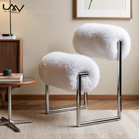 Chaise de salon de style designer, imitation laine blanche, chaise de loisirs, chambre d'hôtel, cadre en métal, chaise de toilette de luxe, meubles