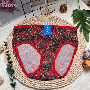 Amysi 598 #   Ucuz Moda Baskılı Seksi Büyük Beden Yüksek Bel İnce Yüksek Kesim Günlük Örme Yüksek Esneklikli Kadın Süt İpek Külotları - Product Image 2