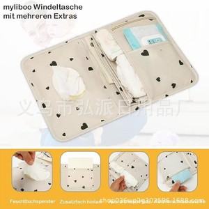 Heart-Shaped Baby Diaper Storage <b>Bag</b> Canvas Portable <b>Changing</b> Pad Set For Travel And Daily Use - Product Image 4