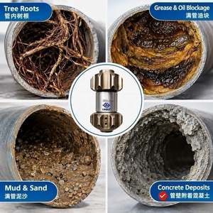 YIHOLT Ugello per Pulizia Fognature da 1 Pollice, 250-500L/min, Pulitore ad Alto Flusso per Depositi di Cemento nelle Tubazioni Comunali - Product Image 5