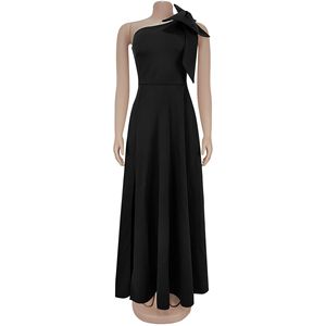 Vestidos Maxi Elegantes de Hombro Inclinado sin Mangas con Lazo para Mujer, Cintura Natural, Antiestáticos, a la Moda, Venta al por Mayor, Novedad - Product Image 4