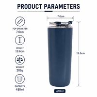 Gobelet isotherme en acier inoxydable de 480 ml, design classique, tasse à café, bouteille isotherme, cadeau d'affaires, vaisselle pour eau froide