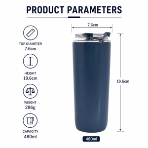 Vaso Térmico de Acero Inoxidable de Diseño Clásico de 480 ml, Taza para Auto, Botella de Vacío, Taza de Café con Tapa, Regalo Empresarial, para Bebidas Frías - Product Image 3