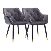 Fauteuils de détente modernes et colorés en velours, chaises en tissu velours épais avec dossier et pieds en métal noir