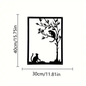 1PC Metal Handicraft Box Cute Cat Tree Branch Wall Stickers Easy Hanging Living Room Bedroom Perfect Art Deco Theme Home