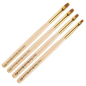 Hot Sale Wood Handle Rose Gold Ferrule Nail Art Brush Set Oval Gel Nail Art Brush With Cap