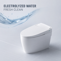 Toilette intelligente certifiée CE avec bidet intégré, couvercle automatique, eau chaude instantanée, siège chauffant et système de lavage hygiénique