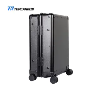 TSAロック付きUSB充電ポートラゲッジトロリーバッグ付き高品質高級ブランドカーボンファイバースーツケース