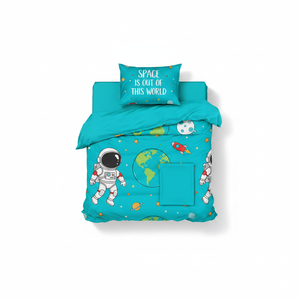 Parure de lit simple moderne en coton avec drap-housse motif dessin animé turquoise pour usage domestique - Product Image 2