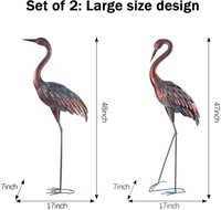 Lot de 2 En Métal Décoratif Piquets De Jardin Grue Statues Patine Heron Leurre En Métal Debout Grue Sculptures Oiseau D'art de Cour
