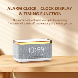 Loa không dây mini di động tích hợp đèn LED RGB, đế sạc nhanh, đồng hồ báo thức, pin, lý tưởng cho các bữa tiệc ngoài trời - Product Image 5