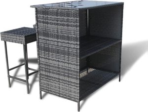 Đồ Nội Thất Ngoài Trời <span class=keywords><strong>Bistro</strong></span> Bảng Thiết Lập Wicker Mây Thanh Thiết Lập Cắt Chiều Cao Thanh Với Cao Top Bảng Và 2 Miếng Ghế, PE Hiện Đại - Product Image 4