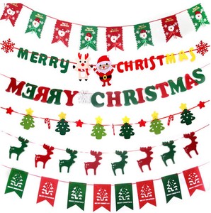 Personnalisé joyeux noël lettre papier bannières guirlande noël noël Festival fête maison suspendus feutre bannières signes drapeaux décor - Product Image 2
