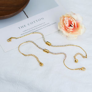 Bracelet tennis en acier inoxydable tendance plaqué or 18 carats avec zircon, vente en gros personnalisée, bijoux Zhishang pour femmes, cadeau - Product Image 3