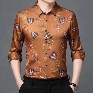 Chemise décontractée en coton à manches longues à carreaux pour homme, col rabattu, boutonnée, tricotée, pour le printemps - Product Image 2