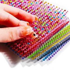 Acryl 260 Stks/set 6Mm Diy Decal Crystal Diamond Bling Strass Zelfklevende Stickers Voor Phone Case Decoratie