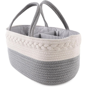 Organisateur de caddies de couches pour bébés écologiques pliables avec logo personnalisé sac fourre-tout en coton tissé avec cordon de coton avec doublure en coton - Product Image 2