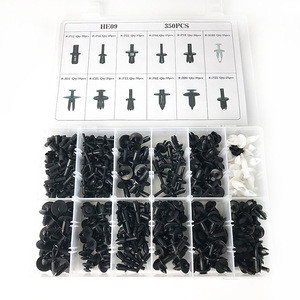 He09 350 pièces de clips de fixation en plastique pour automobile, pour réparation de carrosserie, ailes et coffre, noir et blanc, avec tournevis - Product Image 1