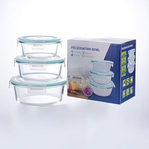 Wholesale Hot-selling Borosilicate Glass Container with Multiple Choice PP Buckle Lids Rectangle / Round /Square Stackable Boxes - Product Image 1
