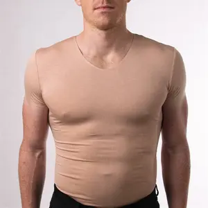 Three skin tones from light to dark Tailored fit Seamless invisible undershirt 100% cotton modal nude colors t-shirt